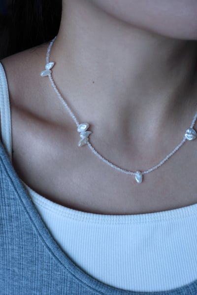 花瓣珍珠月光石項鍊 S9253