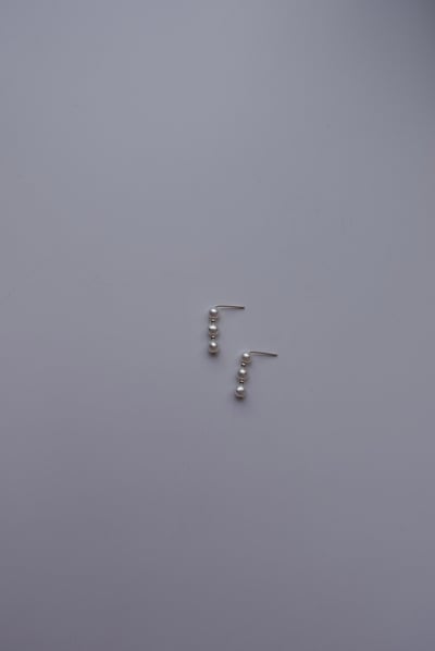 連續三顆珍珠耳環 S9251