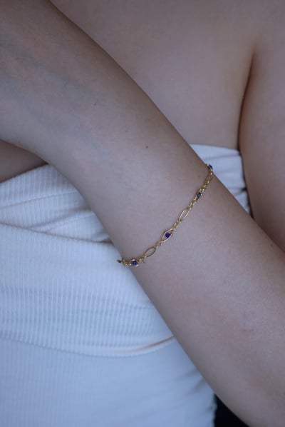 胖橢圓青金石手鍊 14KGF5