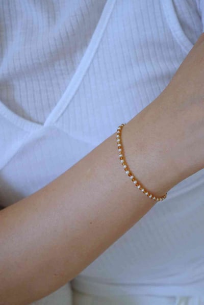 橙色石榴石珍珠手鍊14KGF2