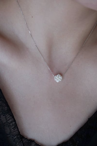 珍珠繡球花 純銀項鍊 S9254