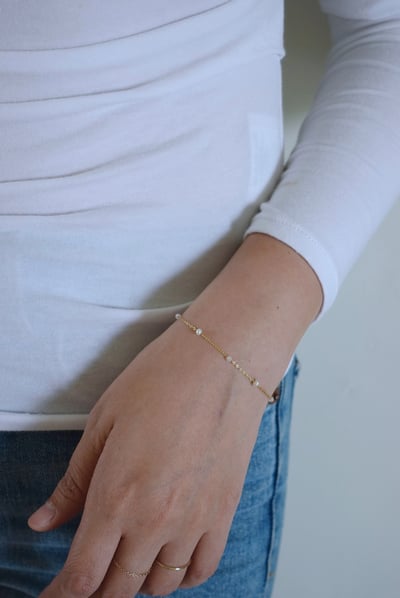 月光珍珠間隔手鍊 14KGF3