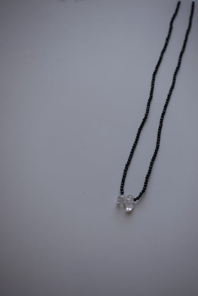 不規則白水晶黑尖晶石項鍊 S9252