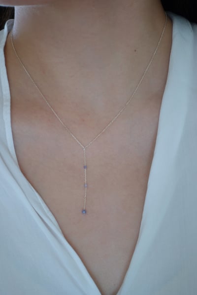 三顆坦桑石Y字項鍊 S9254