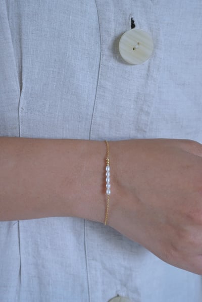 橢圓珍珠金珠手鍊 14KGF2