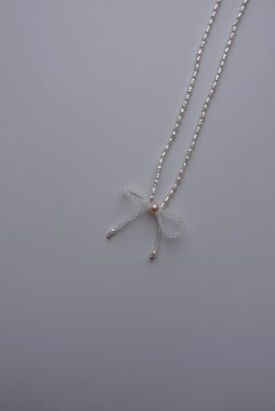 月光石珍珠 蝴蝶結頸鍊 S9253