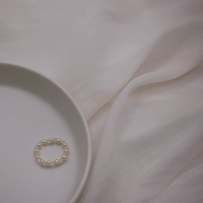 月光石珍珠彈性珠戒3