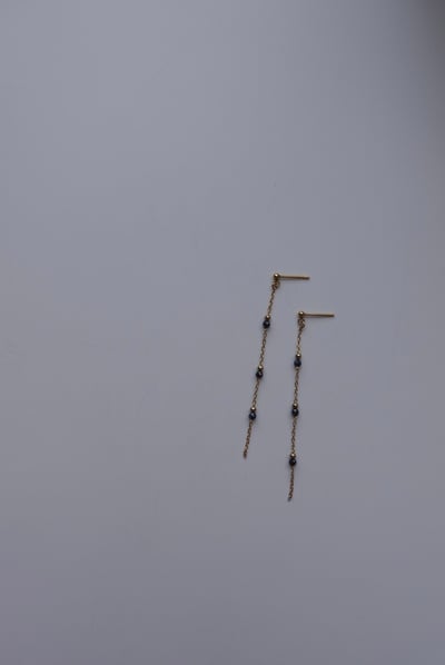 藍寶石金珠間隔耳環 14KGF1