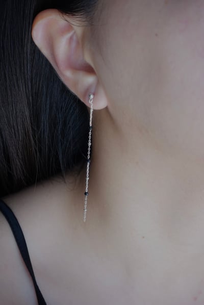 黑尖晶間隔圓珠耳環 S9254