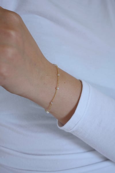 月光珍珠間隔手鍊 14KGF1