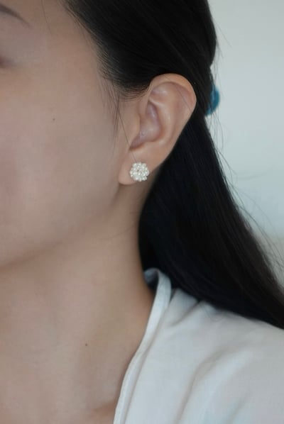 繡球花珍珠耳環 S9256