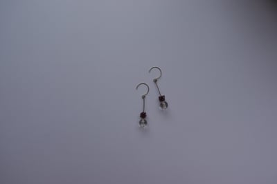 繡球花白水晶耳環2