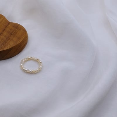 饅頭珍珠彈性戒指1