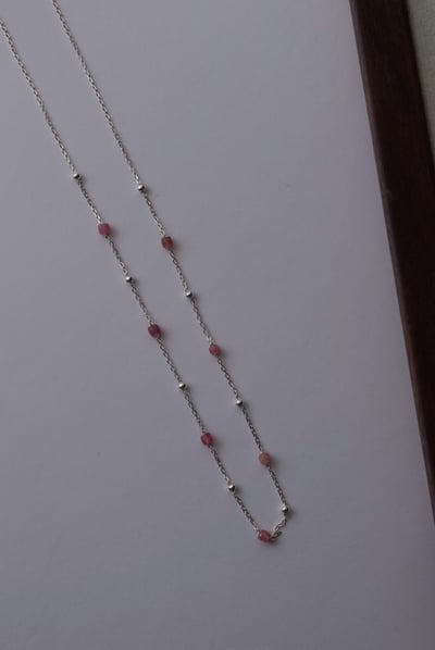 方糖碧璽銀珠間隔項鍊 S9257