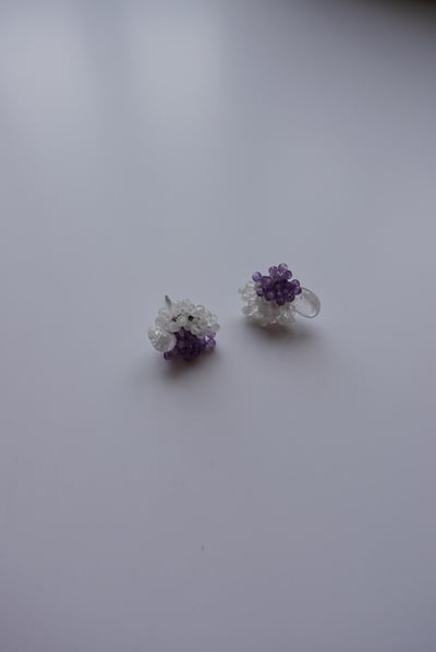 大花苞耳環 S925 限定紫白2