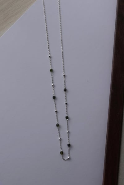 方糖碧璽銀珠間隔項鍊 S9255