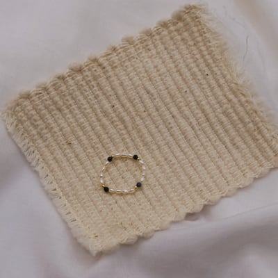 藍寶石金珠珍珠戒指 14KGF1