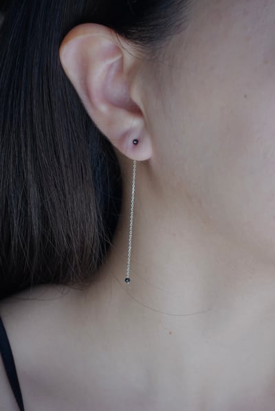 黑尖晶石後掛耳環 S9253