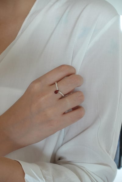 水滴天然石銀珠彈性珠戒7