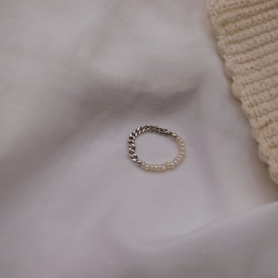 珍珠個性半半鍊戒 S9252