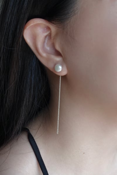 珍珠後掛流蘇耳環 S9253