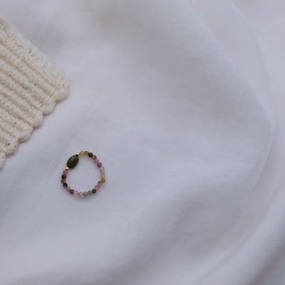 天然石 復古彈性珠戒 14KGF5