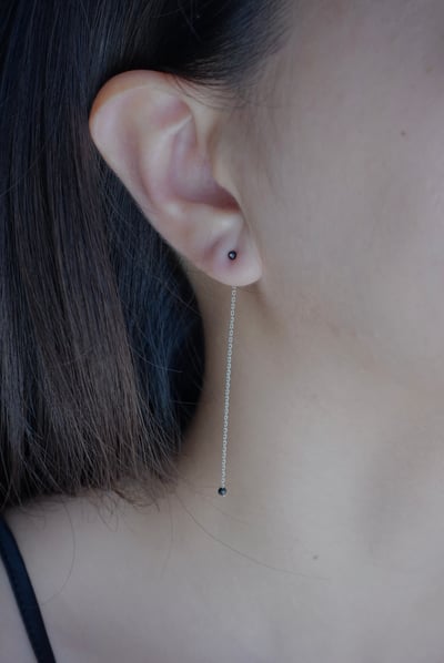 黑尖晶石後掛耳環 S9254