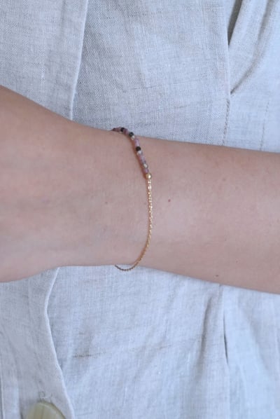 彩色碧璽半半手鍊 14KGF4