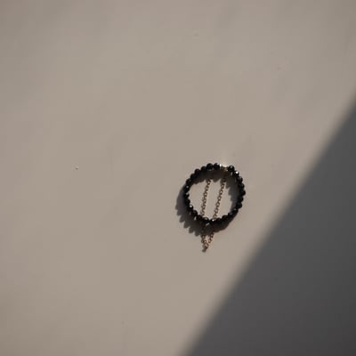 黑尖晶石雙鏈戒指 S9252