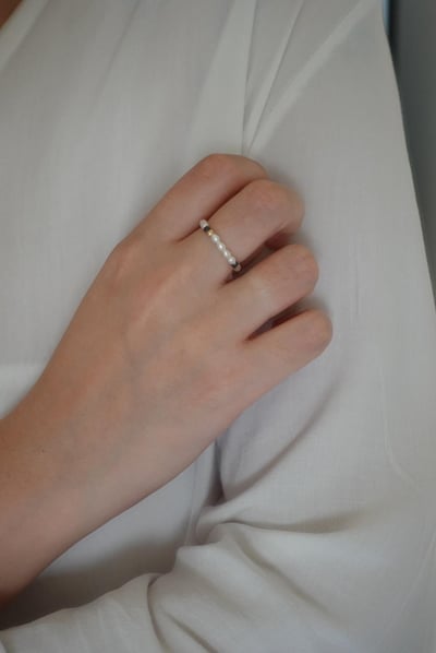 藍寶石金珠珍珠戒指 14KGF3