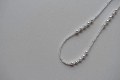 連續五顆珍珠月光石項鍊 S9254