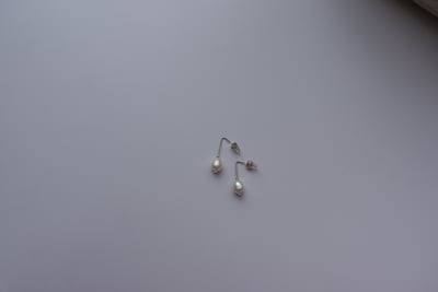 橢圓珍珠銀珠耳環 S9252