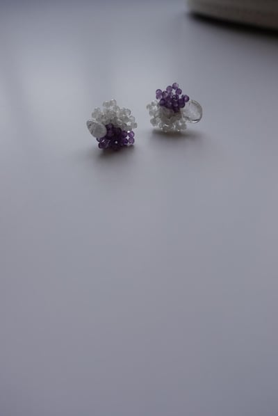 大花苞耳環 S925 限定紫白3