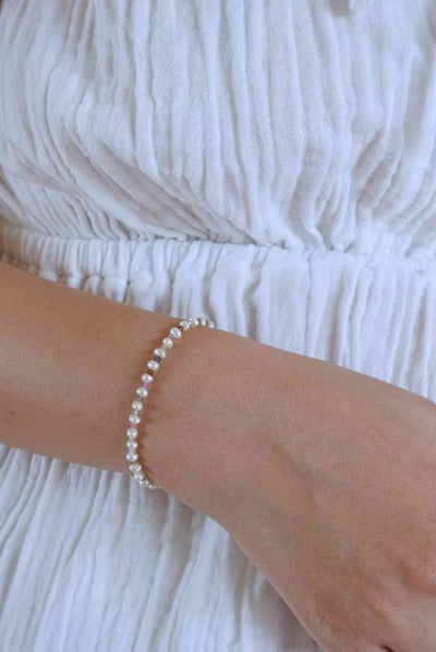 扁珍珠碧璽純銀手鍊 S9253