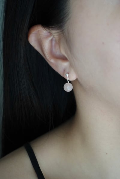 粉水晶垂墜耳環 S9255