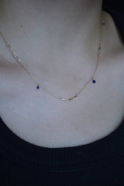 壓花雲朵青金石項鍊 14KGF2