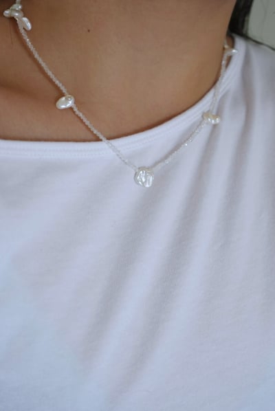 花瓣珍珠月光石項鍊 S9252