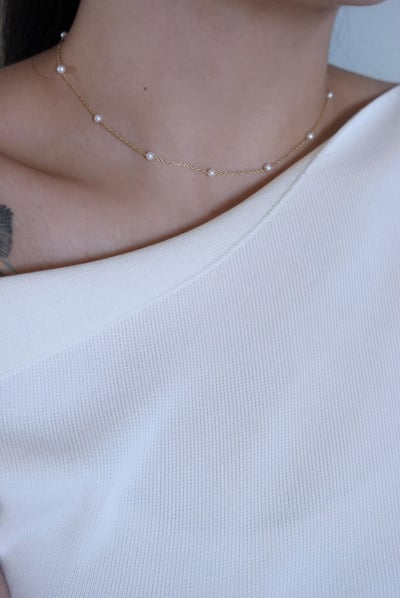 天然石間隔項鍊 14KGF1