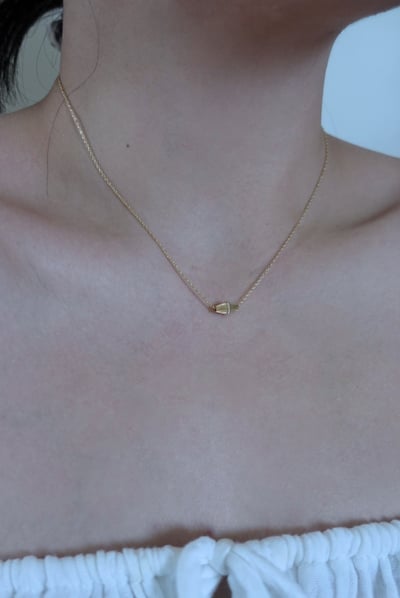 Classic 刻花菱形柱項鍊 14KGF2