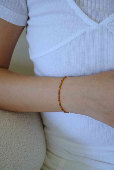 橙色石榴石金珠手鍊 14KGF2