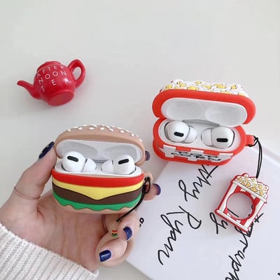 Airpods 保護套 ins創意漢堡爆米花適用airpods pro蘋果3代無線藍牙硅膠耳機套潮1