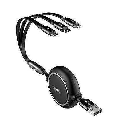 倍思 baseus 金環一拖三數據線 苹果+安卓+type-c 伸縮數據線 多功能線 蘋果安卓手機通用充電線 便攜數據線2