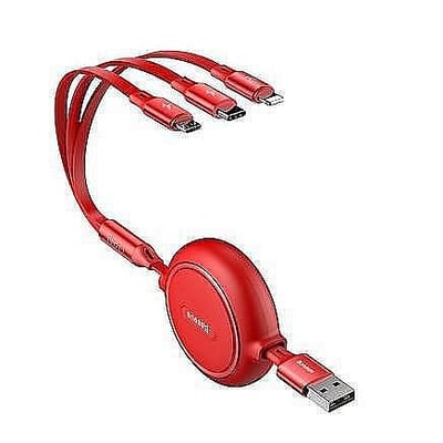 倍思 baseus 金環一拖三數據線 苹果+安卓+type-c 伸縮數據線 多功能線 蘋果安卓手機通用充電線 便攜數據線3