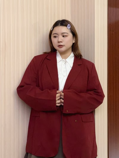 廣州連線-暗紅色墊肩西外（附綁帶）5