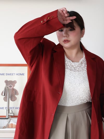 廣州連線-暗紅色墊肩西外（附綁帶）12