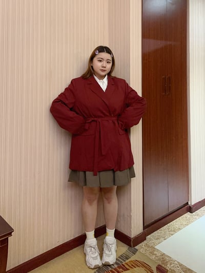 廣州連線-暗紅色墊肩西外（附綁帶）4