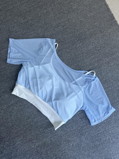 大推✨運動日常｜假兩件細肩帶bra＋透膚短袖7