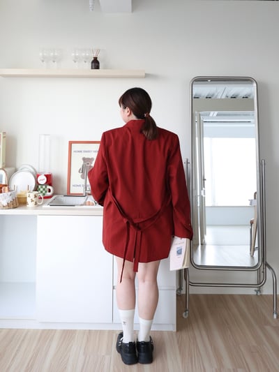 廣州連線-暗紅色墊肩西外（附綁帶）11