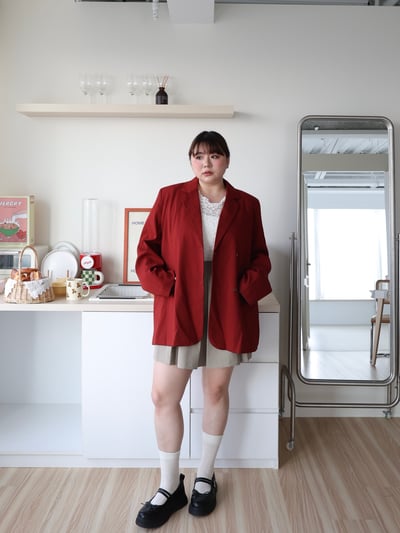 廣州連線-暗紅色墊肩西外（附綁帶）9