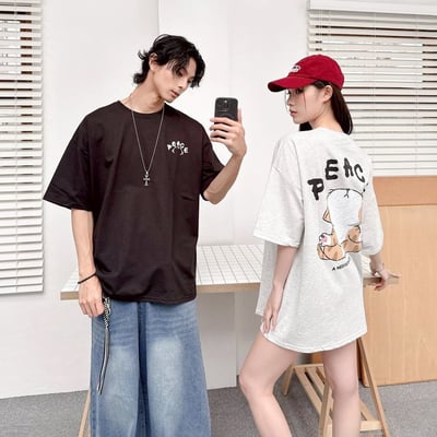 【現貨】PEACE虎斑貓打坐短T10